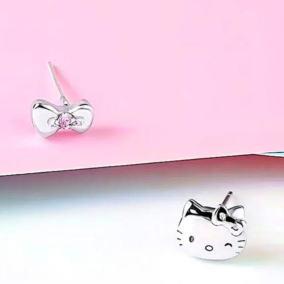 Hello Kitty Mix Match Stud Earrings Set Punk Minimalist Gift - Picture 2 of 5